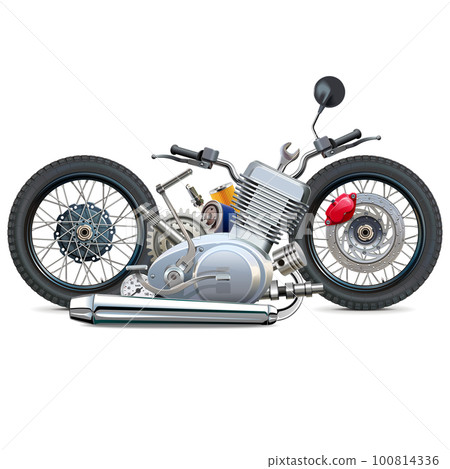 Vector Motorcycle Concept with Spare Parts Vector Motorcycle Concept with Spare Parts 100814336