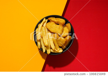 Concept of tasty fast food, nuggets, top view 100815849