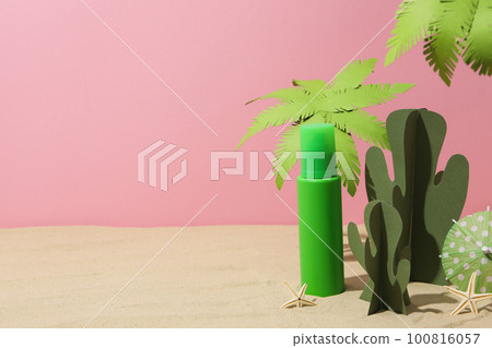 Concept of summer skin care accessories, space for text 100816057