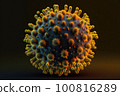 Little viruses attacking the human body, 3c render of a virus cell  100816289