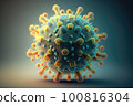 Virus cell illustration on a blue background 100816304