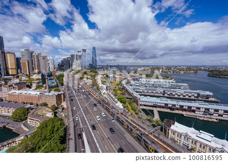 Sydney Skyline From The Harbour Bridge in Australia Sydney Skyline From The Harbour Bridge in Australia 100816595