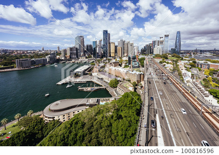 Sydney Skyline From The Harbour Bridge in Australia Sydney Skyline From The Harbour Bridge in Australia 100816596