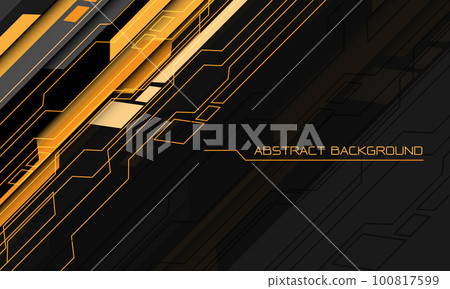 Abstract yellow black cyber geometric dynamic style futuristic grey space design modern technology background vector 100817599
