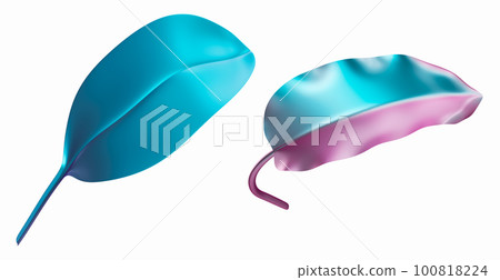 Holographic leaves isolated on white background. Cut out graphic design elements. Trendy and futuristic, iridescent objects. 3D rendering. Holographic leaves isolated on white background. Cut out graphic design elements. Trendy and futuristic, iridescent objects. 3D rendering. 100818224