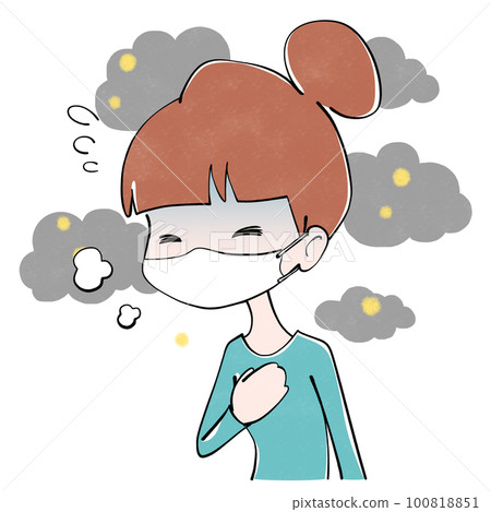 PM2.5、花粉、黃沙女人插畫 100818851