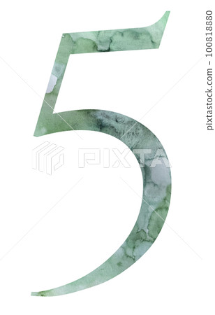 Watercolor teal green number 5 isolated illustration, summer design element Watercolor teal green number 5 isolated illustration, summer design element 100818880
