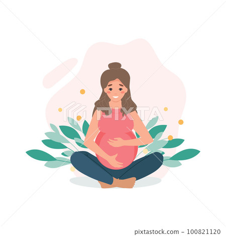 Pregnant woman doing prenatal yoga. Pregnancy health concept Pregnant woman doing prenatal yoga. Pregnancy health concept 100821120