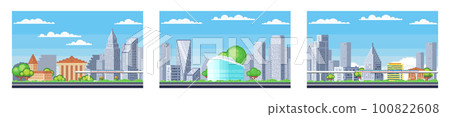 Pixel art cityscape. Town street 8 bit city landscape. Pixelated scene Pixel art cityscape. Town street 8 bit city landscape. Pixelated scene 100822608