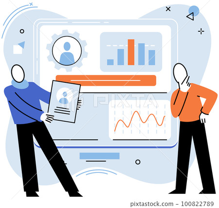 Employee performance evoluation, analysis of effectiveness of professional activity, success advance 100822789