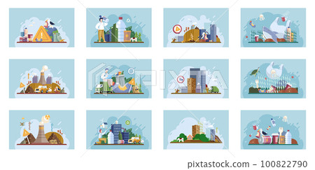 Metaphor waste pollution. Different types of garbage and waste 100822790