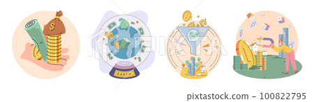 International investment company, money fly around world. Global economy financial system concept 100822795