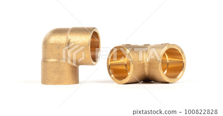 Brass fittings for plumbing pipes, connector for two different sizes, 90 degree angle Brass fittings for plumbing pipes, connector for two different sizes, 90 degree angle 100822828
