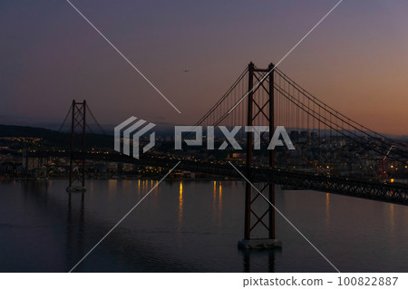 Red Bridge April 25th in Lisbon at down Red Bridge April 25th in Lisbon at down 100822887