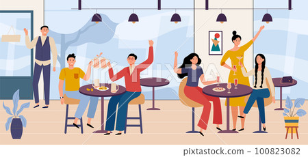 People in restaurant, party with beer or wine People in restaurant, party with beer or wine 100823082