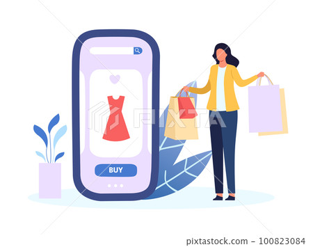 People buying in online shop using smartphone People buying in online shop using smartphone 100823084