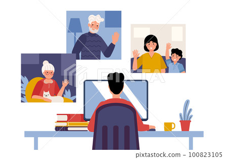 Family video chat calling, distance meet screen 100823105