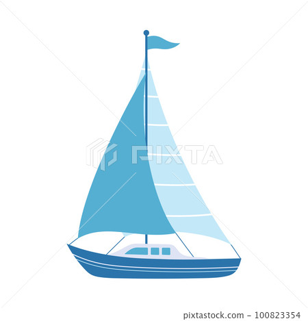cartoon vector illustration of sailboat isolated on white 100823354