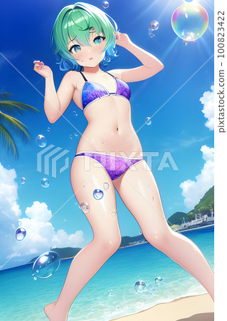 比基尼女孩綠色 比基尼女孩綠色 100823422
