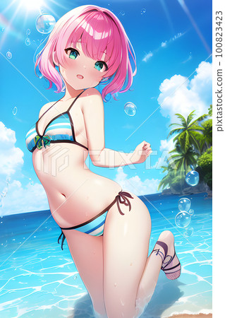 比基尼女孩粉紅色 比基尼女孩粉紅色 100823423