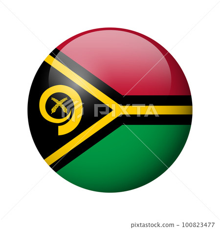 Vanuatu flag - glossy circle badge. Vector icon. Vanuatu flag - glossy circle badge. Vector icon. 100823477