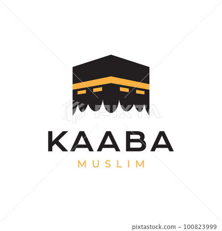 kaaba place dream muslim pray minimal logo design vector 100823999