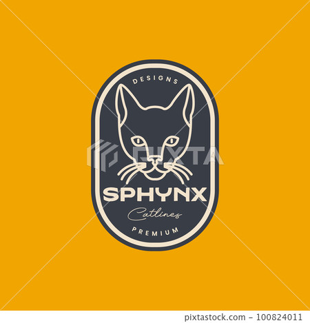 head cat pets sphynx kitten line minimal vintage sticker logo design vector head cat pets sphynx kitten line minimal vintage sticker logo design vector 100824011