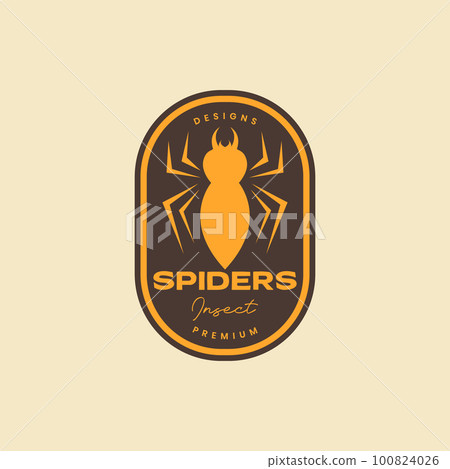 animal insect spider ground simple shape vintage retro badge logo design vector 100824026