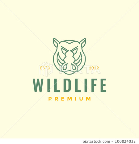 wildlife animal wild boar head danger line art forest logo design vector 100824032