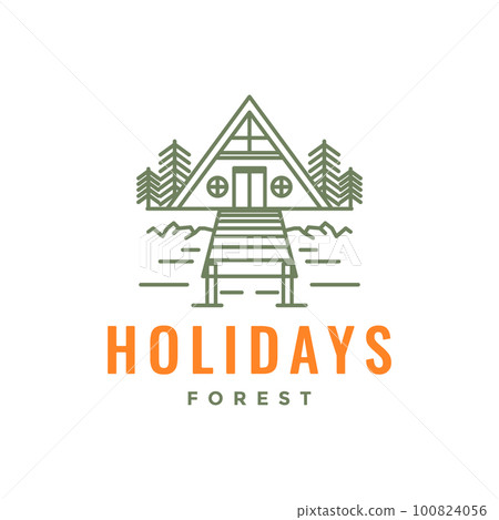 villa cabin forest holidays wood bridge hipster line vintage logo design vector villa cabin forest holidays wood bridge hipster line vintage logo design vector 100824056