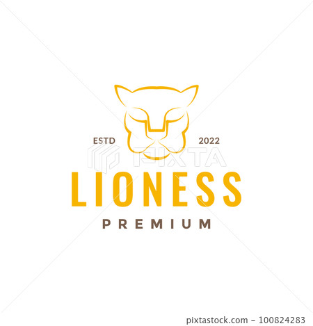 face wildlife beast lioness savanna forest isolated simple logo design vector 100824283
