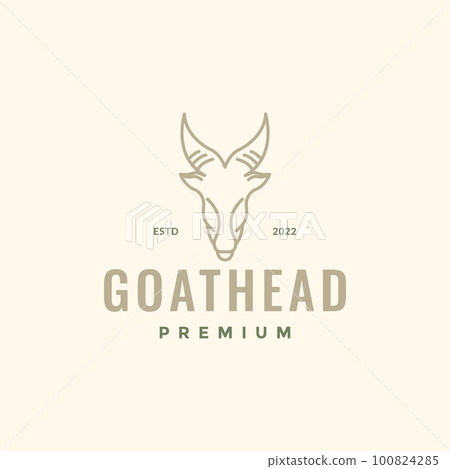 goat head strong livestock cattle horned line hipster vintage logo design vector 100824285