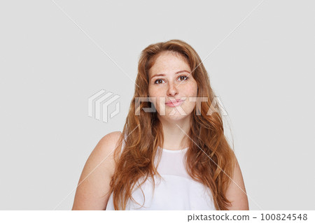 Charming confident woman on white background 100824548