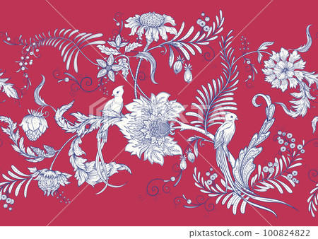 Fantasy flowers with bird of paradise quezal Fantasy flowers with bird of paradise quezal 100824822