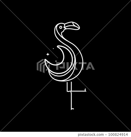 animal bird flamingo lake night crescent line art minimalist modern logo design vector animal bird flamingo lake night crescent line art minimalist modern logo design vector 100824914