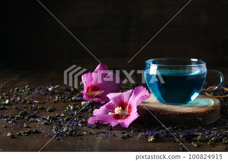 Concept of tasty hot drink, Anchan tea, space for text Concept of tasty hot drink, Anchan tea, space for text 100824915