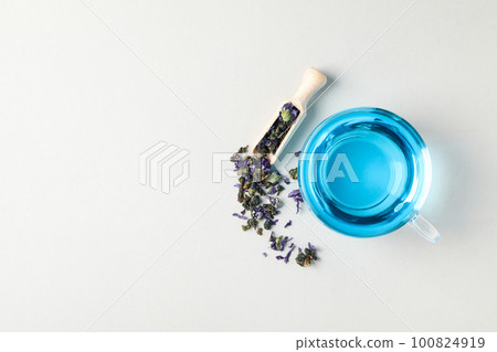 Concept of tasty hot drink, Anchan tea, space for text 100824919