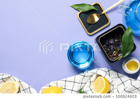 Concept of tasty hot drink, Anchan tea, space for text Concept of tasty hot drink, Anchan tea, space for text 100824928