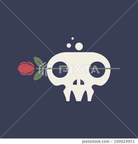 skull cranium brain pan rose flowers retro clean simple logo design vector skull cranium brain pan rose flowers retro clean simple logo design vector 100824951