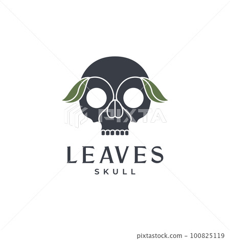 skull cranium brain pan head leaves nature line minimal hipster logo design vector skull cranium brain pan head leaves nature line minimal hipster logo design vector 100825119