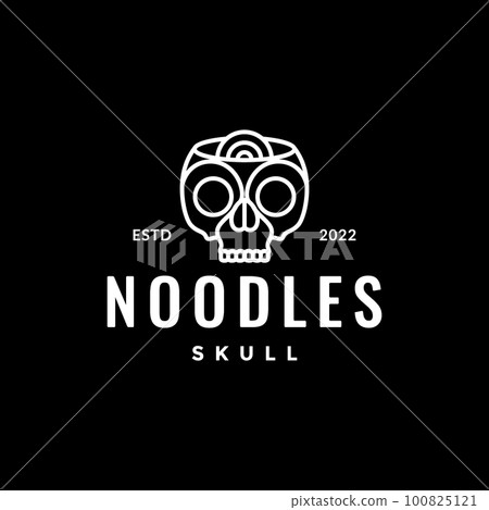 skull bowl noodle spicy food line art minimalist logo design vector skull bowl noodle spicy food line art minimalist logo design vector 100825121