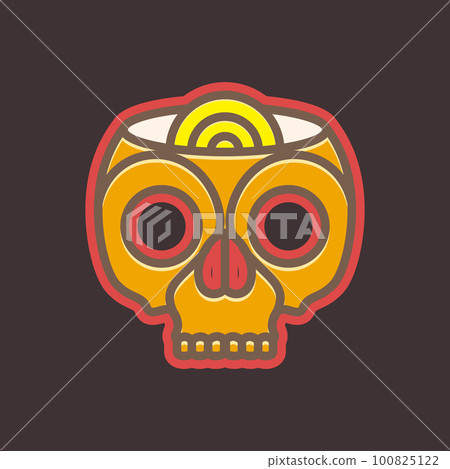 skull bowl noodle spicy food colorful sticker logo design vector 100825122