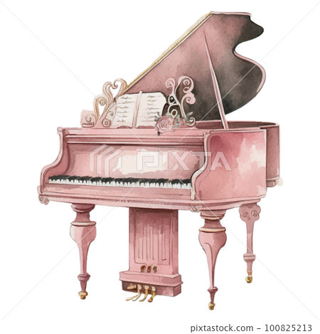 Piano màu hồng pastel màu nướcPiano màu hồng pastel màu nước  