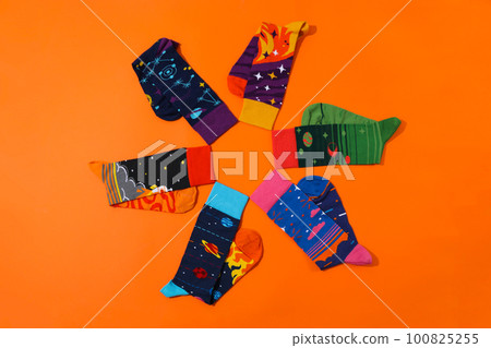 Concept of clothes for legs - socks, top view 100825255