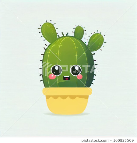 character design cartoon cute cactus on isolated background (Created with Generative AI technology). 100825509