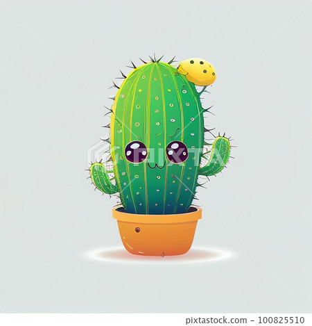 character design cartoon cute cactus on isolated background (Created with Generative AI technology). 100825510