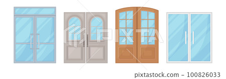 Door as Hinged Movable Barrier Used as Entrance in the Building Vector Set Door as Hinged Movable Barrier Used as Entrance in the Building Vector Set 100826033
