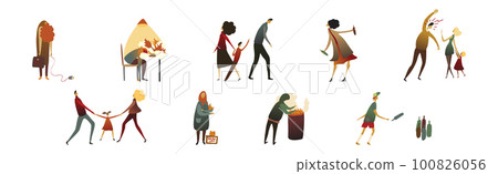 People Experiencing Negative Emotions Isolated on White Background Vector Set 100826056