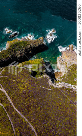Spectacular Cliffs At Atlantic Coast Of Cap Frehel In Brittany, France Spectacular Cliffs At Atlantic Coast Of Cap Frehel In Brittany, France 100826260