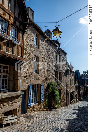 Breton Village Dinan With Narrow Alleys And Half-Timbered Houses In Department Ille et Vilaine In Brittany, France 100826312